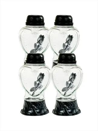 Sada – 4x Solárna sviečka Z925P Strieborná ruža (23,5 cm)