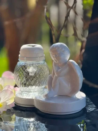 Solárny lampáš Sviečka Keramika Anjel A1 (19 cm)