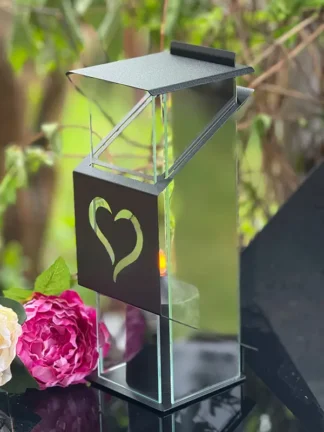 Kovová sviečka, Prémiová svätyňa LUXORIA KD Srdce ZCS3P + SVIEČKA ZADARMO Čierna/Priehľadná