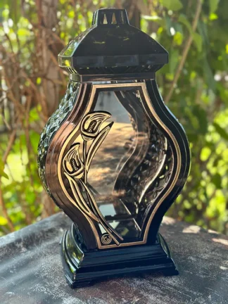 Váza Glamour Chapel s ratanom, veľká, Kalia Gold (38 cm)