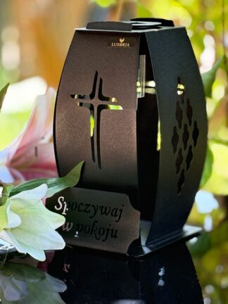 LUXORIA2 Solárna kovová kaplnka - Čierny kríž Odpočívaj v pokoji (22 cm)