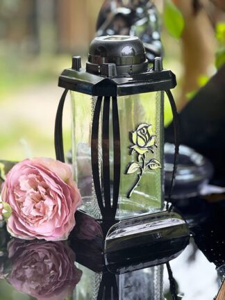 Solárna sviečka Prima1 Chapel Black SILVER ROSE (24cm)
