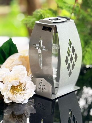 Solárna kovová kaplnka LUXORIA1 - STRIEBORNÝ kríž Svätého Kríža (19 cm)
