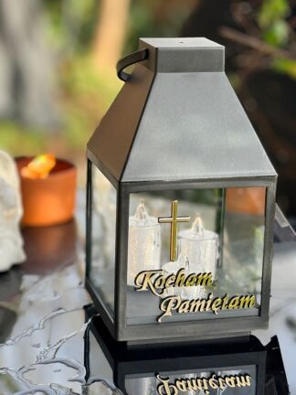 Lampa na cintorín s nápisom MILUJEM, PAMÄTÁM SI 7/25/YZE (32,5 cm)