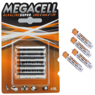Alkalické batérie MEGACELL LR03 AAA 1,5 V, 4 kusy