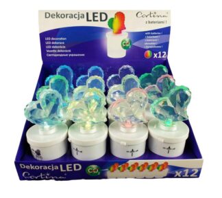 LED dióda v tvare srdca na batérie, meniaca farbu RGB 2/15/WLC