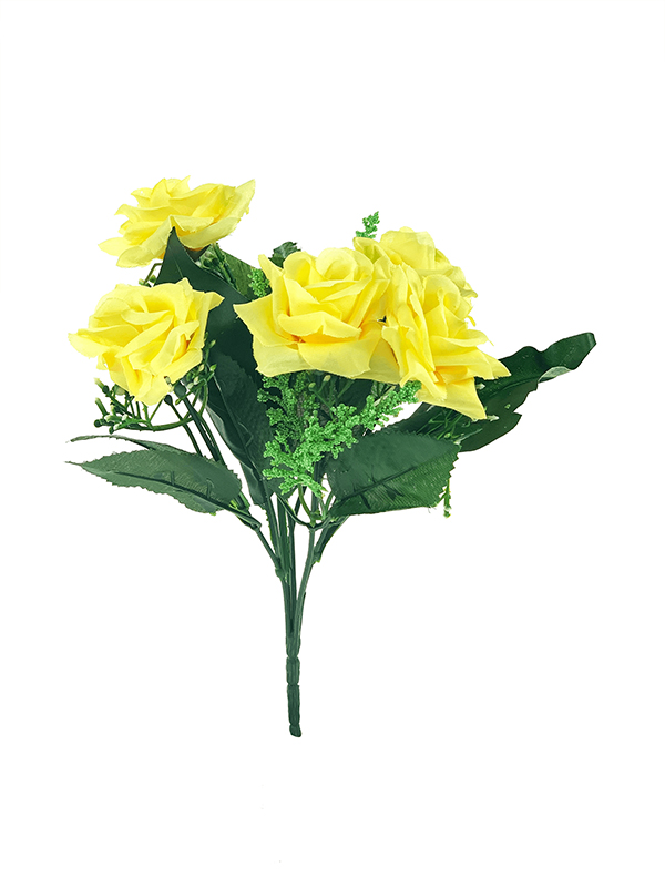 Bukiet mała róża x 5 H272C k. żółty (25 cm)