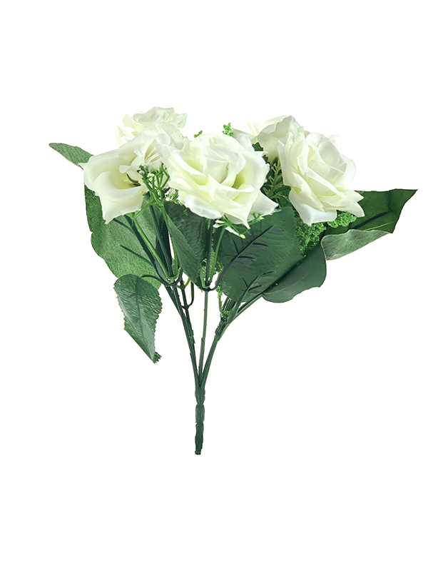 ukiet mała róża x 5 H272C k. biały (25 cm)
