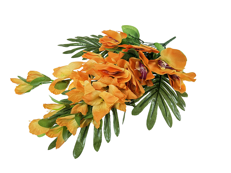 Bukiet palma, mieczyk, orchidea H208C k. pomarańczowy (60cm)