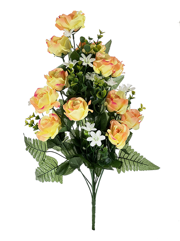 Wysoki bukiet Róża x 12 H337 Żółty z różem (60cm)