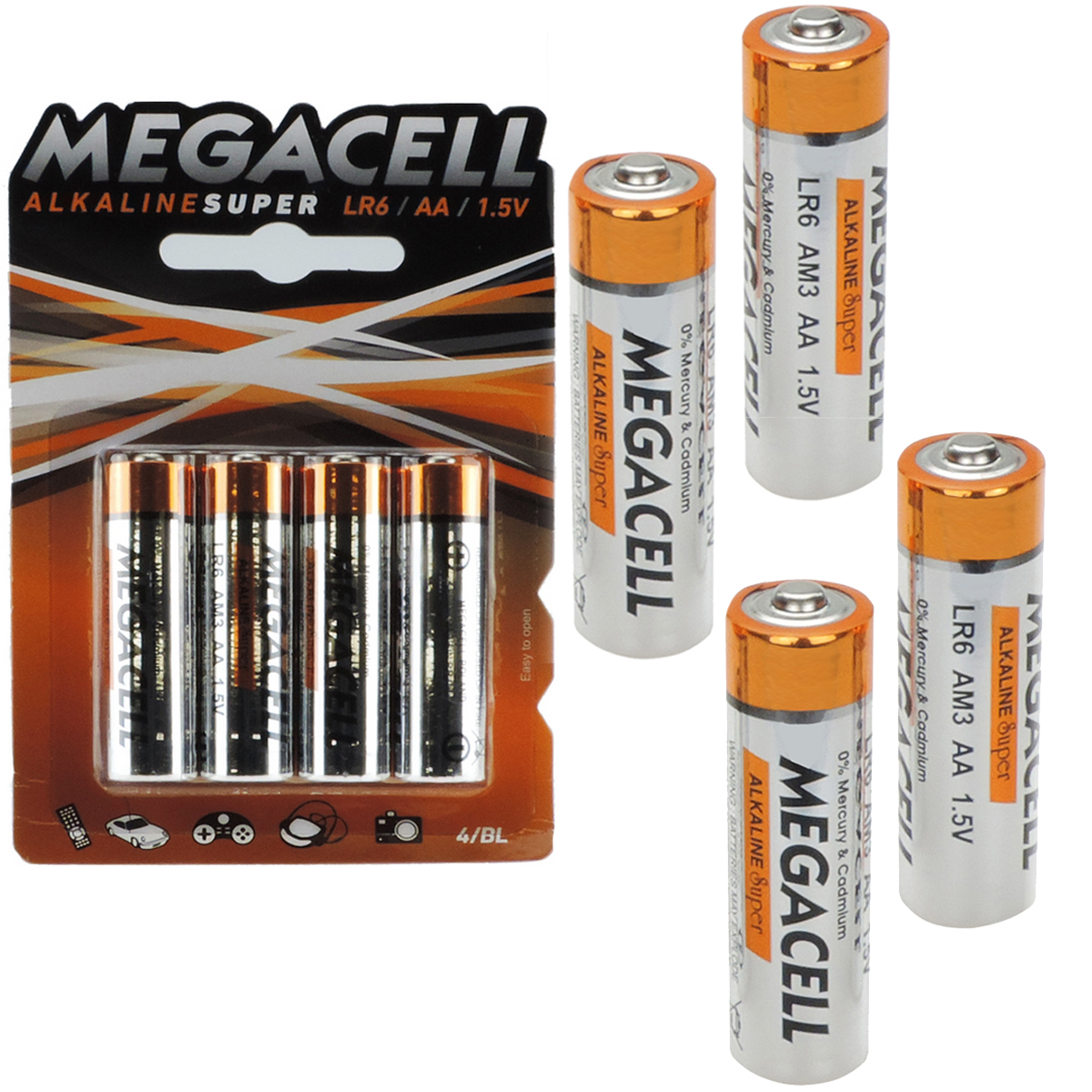 Baterie alkaiczne MEGACELL LR6 AA 1,5V 4 sztuki