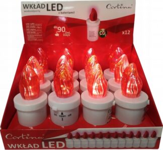 Wkład LED do znicza 90 dni OPAKOWANIE 12 SZT (CZERWONY) 4/20/WLC