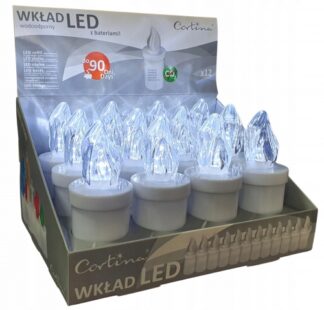 Wkład LED 90 dni do znicza OPAKOWANIE 12 SZT (BIAŁY) 4/20/WLC