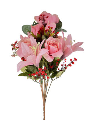 Bukiet mix  Róża Lilia Fitonia  J217 Róż (45cm) Ostatnia sztuka!