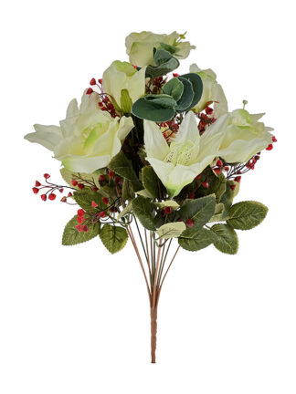 Bukiet mix  Róża Lilia Fitonia  J217 Jasna zieleń (45cm) Ostatnia sztuka!