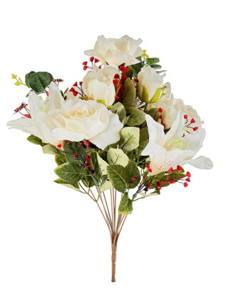 Bukiet mix  Róża Lilia Fitonia J217 Ecru (45cm) Ostatnie sztuki!