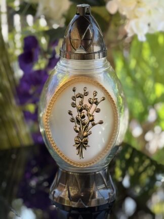 Znicz szklany Wielkanocny Owal AT Bazie Złoty (30 cm)