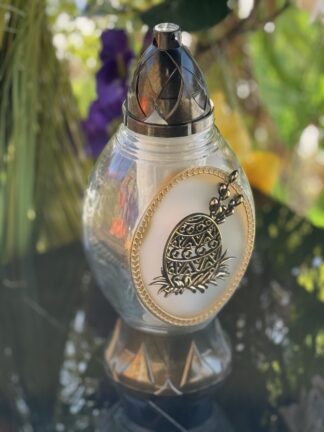 Znicz szklany Wielkanocny Owal AT Jajko Złoty (30 cm)