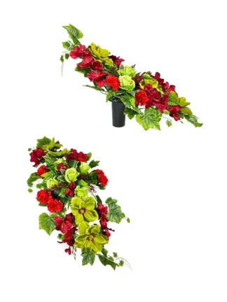 Komplet kompozycja wazon + doniczka na grób Zielona MAGNOLIA #28