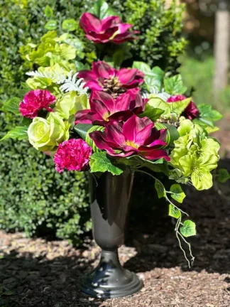 Duży komplet stroik wazon + stroik doniczka na cmentarz FUKSJA #27