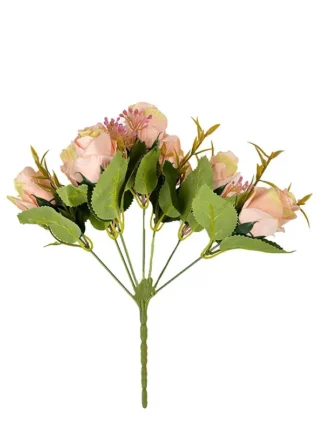 Bukiecik sztucznych Róż E631 (30 cm) - Różowy jasny