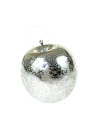 Ozdoba na choinkę Jabłko z zawieszką  (6cm) Silver