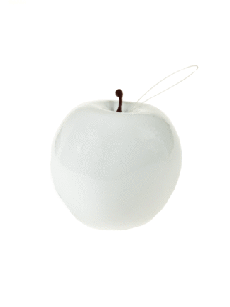 Ozdoba jabłko z zawieszką M92697 (7,5cm) Białe