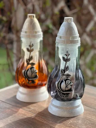 Znicz szklany na wkład Z11BK Smukła róża