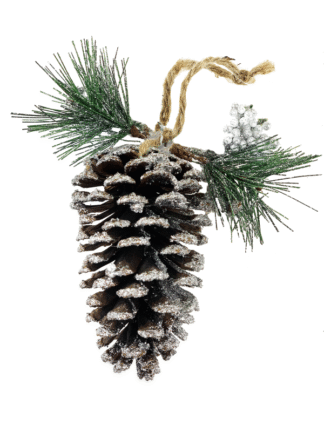 Ozdoba z zawieszką szyszka sosnowa BXT140 brokat