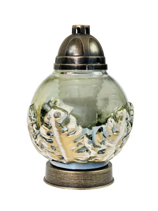 Znicz Foglia Jasna zieleń/ złoty liść (28 cm)