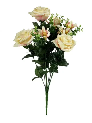 Róża w bukiecie mieszanym L370 (kremowy) 50 cm