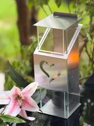Znicz metalowy, kapliczka Premium LUXORIA KD Serce ZCS3P + ŚWIECA GRATIS Stal/Transparent