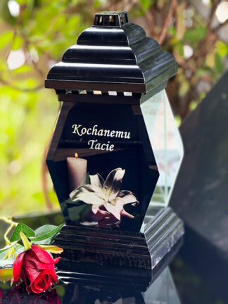 Znicz szklany Elipsa Mała "Kochanemu Tacie" (31,5 cm)