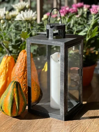 Latarenka dekoracyjna 7/23/YZE BLACK/SILVER+ Świeca LED gratis