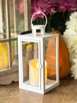 Latarenka dekoracyjna biała 6/23/YZE  + Świeca LED gratis