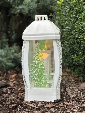 Znicz Świąteczny Kapliczka Duża Biała Choinka  (40 cm)