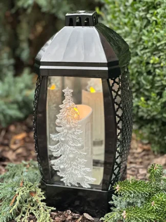 Znicz Świąteczny Kapliczka Duża Czarna + Choinka (40 cm)