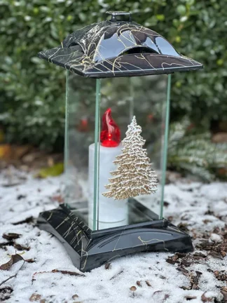 Znicz szklany S819 Świąteczna kapliczka + Led Gratis