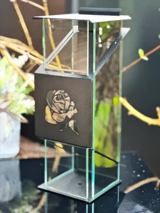 Znicz metalowy, kapliczka Premium Róża ZCR3P Czarny/Transparent