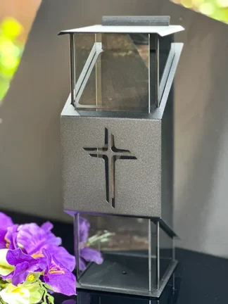 Znicz Kapliczka metalowa Premium Krzyż ZCK3G Czarny/Grafit