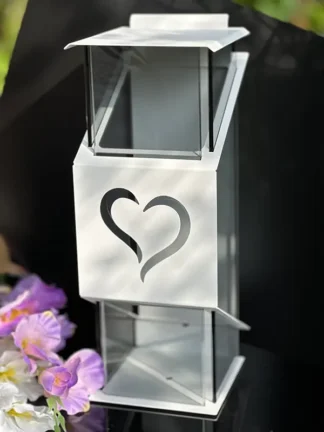 Znicz metalowy, kapliczka Premium Serce ZBS3G Biały/Grafit