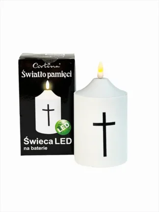 Świeca LED z KRZYŻEM 15/21/YZE BIAŁA (14 cm)