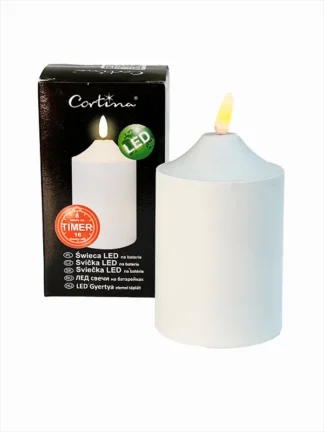 Świeca LED z TIMERem 19/21/YZE BIAŁA + baterie (14,5 cm)