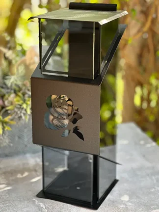 Znicz Kapliczka metalowa Premium Róża ZCR3G Czarny/Grafit