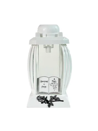 Znicz Solarny Kapliczka Prima1 Biały Książka "Spoczywaj w pokoju" (24cm)