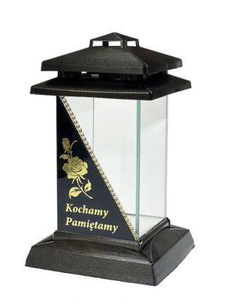 Znicz Szyba "Kochamy Pamiętamy" (28 cm) Ostatnie sztuki!