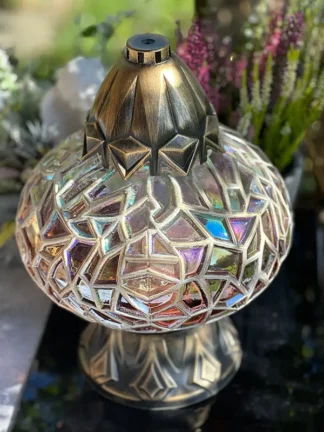 Artystyczny znicz na wkład Znicz Maroko (tęczowe szkło-mozaika) złoty