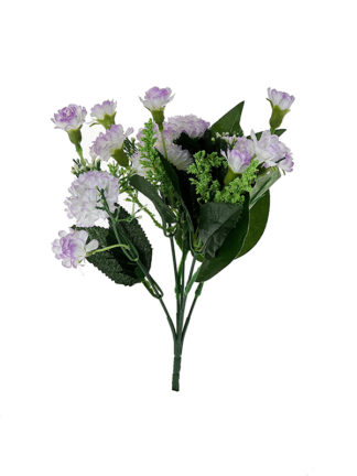 Goździk drobny z dodatkami bukiet H271D (biały z fioletem) 28 cm