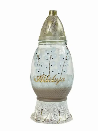 Znicz szklany Wielkanocny J2 Alleluja (28 cm) - Beżowy