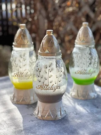 Znicz szklany Wielkanocny J2 Alleluja (28 cm)